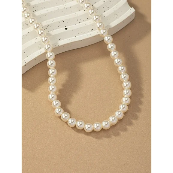 Faux Pearl Single Strand Necklace Multicolor