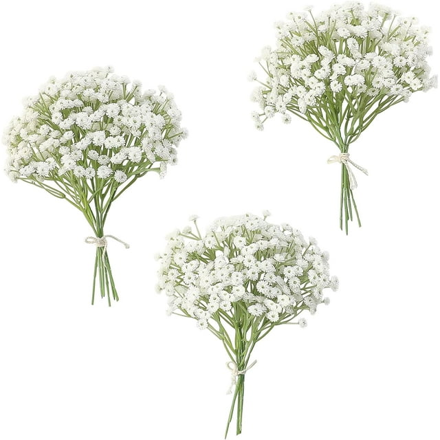 XmhyTop 18 piezas de gypsophila artificial en aerosol, flores falsas blancas de tacto real para ramos de boda, centros de mesa, arreglos florales y decoraciones