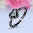 thumbnail image 3 of 6mm Heart Toe Band Ring 925 Sterling Silver Thin Adjustable Stylish Rings For Women, 3 of 5