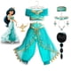 thumbnail image 2 of Disney Jasmine Dress Aladdin Princess Magic Lamp Girls Birthday Party Cosplay Costume Top+Pant+Headband Carnival Clothes Vestido9-10T(Size150) Gao Jinjia LED, 2 of 2