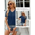 thumbnail image 3 of Nlife Women Pleated Short Sleeve Summer Tunic Top Casual Shirt, 3 of 7