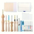thumbnail image 2 of 35 Pcs Punch Needle Kit, Punch Needle Tool Set with Wooden Handle, Big Eye Needles, Replacement Hooks, Punch Needle Embroidery Kit Accessories - Ideal Gifts for Adults Beginners, DIY Craft Projects, 2 of 7