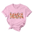thumbnail image 2 of GaThRRgYP Womens Tshirts Trendy Fashion Tops,Women Mother's Day Gift Mom Flower Print Short Sleeve Round Neck T-shirt Pattern Top Pink L, 2 of 7