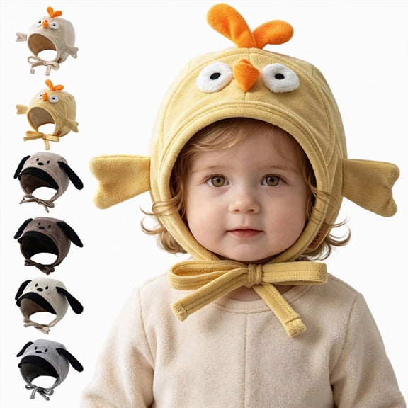 Baby Toddler Earflap Hat Cute Chicken Puppy Cartoon Knit Soft Windproof Warm Cap For 0‑12 Months Infant