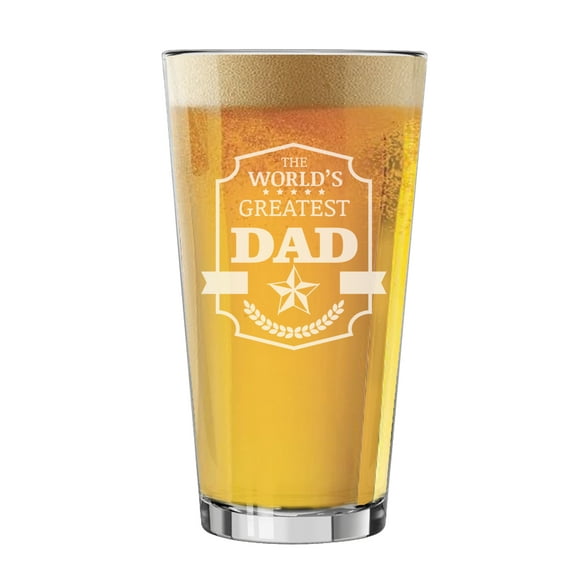 My Personal Memories 16 oz Pint Beer Glass World's Greatest Dad Star Design