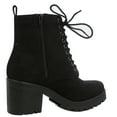 thumbnail image 3 of Soda Women's Faux Suede Combat Lug Block Heel Boot, Black, 5.5 M US, 3 of 4