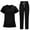 Black, variant on Solid Color Scrub Set for Women, Short Sleeve Mock Neck Top & Elastic Waist Pants, Simple & Comfortable CNA Uniform for Daily Wear Black M