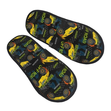 

House Slippers for Women Men - Monster Truck1 Soft House Shoes Fuzzy Slippers Lightweight Slip-On Cozy House Slippers for Woman Indoor Outdoor