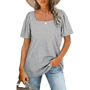 Women Tops,Casual Summer Loose Solid Color Short Sleeve T Shirts Blouses