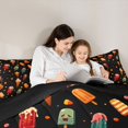 thumbnail image 4 of Feelyou Cartoon Ice Cream Full Size Bedding Sets, Spooky Halloween Pumpkin Bat Full Size Bed in a Bag, Black, Black Reversible, 7 Pieces, 4 of 7