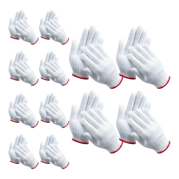 HONMEET 12 Pairs Nylon Painters Gloves Breathable White Work Gloves for Home and