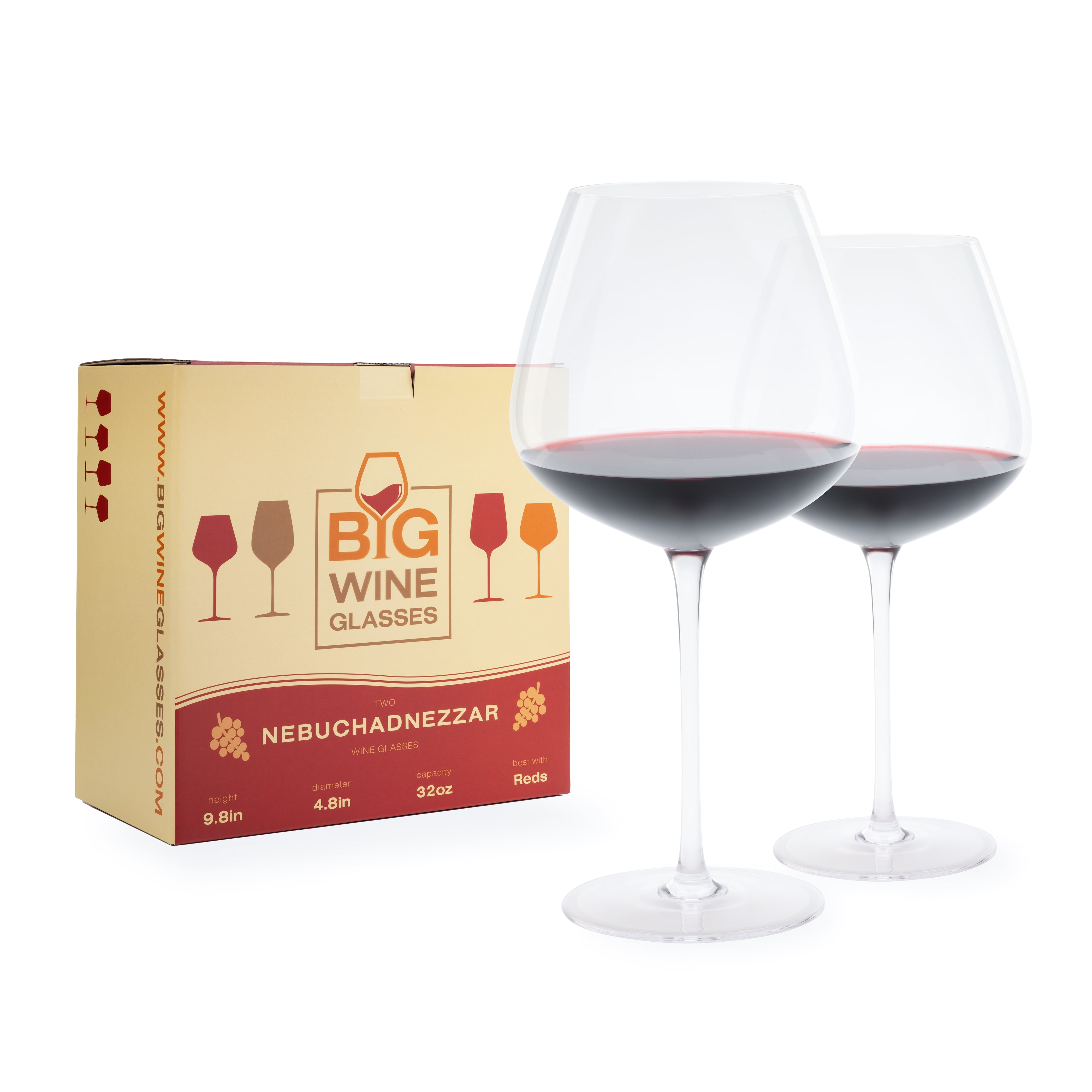 Gracefulhat Slanted Wine Glasses Set of 2, 500 ML/ 17 Oz  Crystal Red & White Wine Glasses Set, Height: 26cm/10.2 inch, Slant Wine  Glass with Bevel Big Mouth, Protable Gift