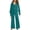 Dark Blue, variant on Efsteb Women's 2 Piece Pajama Sets Loose Two Piece Set Fall Fashion Sleepwear Pajama Sets V-Neck Long Sleeve Tops Long Pants Pajama Set Comfy Solid Color Homewear Set (Dark Blue,XXL)