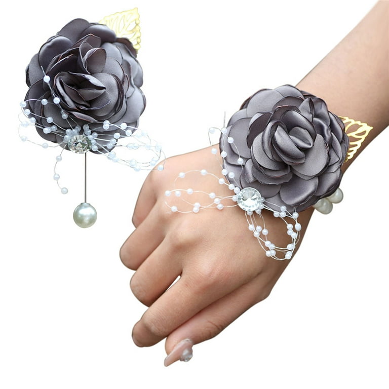 Autrucker Bridal Corsage + Bracelet Is Suitable for Wedding Prom, Women's, Size: One size, Gray