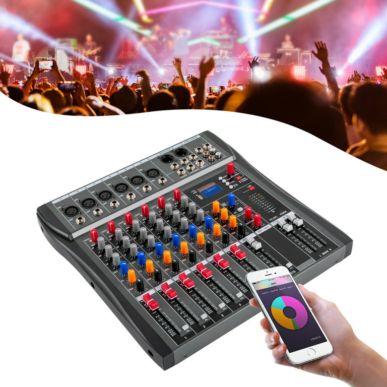  Aveek Professional Audio Mixer, Sound Board Mixing Console with  5 Channel Digital USB Bluetooth Reverb Delay Effect, Input 48V Phantom  Power Stereo DJ Mixers for Recording, Live Streaming, Podcasting : Musical