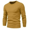 thumbnail image 3 of Elvqul Mens Sweater Crewneck Fall Winter Solid Color Yellow Pullover Sweater for Men Long Sleeve, 3 of 4