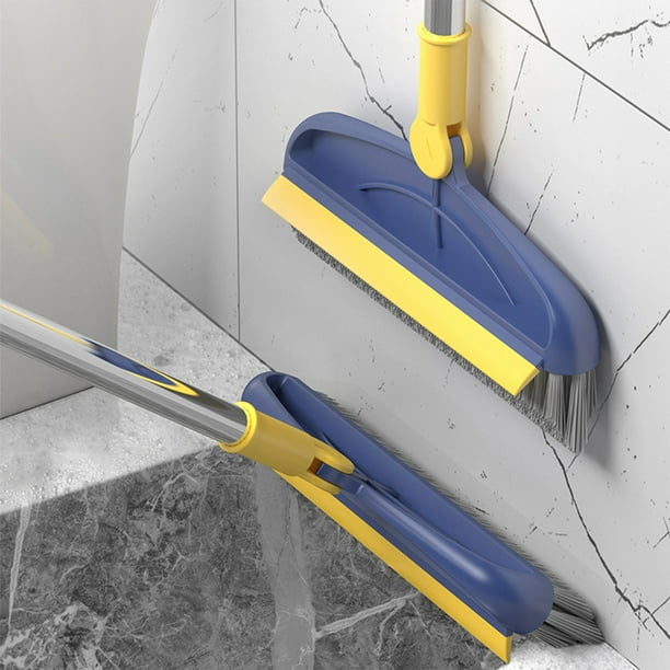 Artículos de limpieza, barrido, cepillo para fregar pisos con mango largo, 2 en 1, raspa y cepilla, cepillo para bañeras y azulejos para limpiar baños, patios, cocinas y paredes. Escoba portátil girat