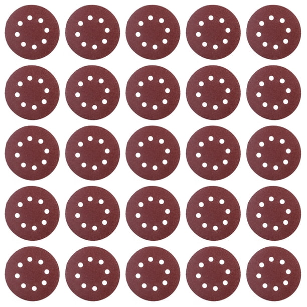 FELTECHELECTR 50 discos de lija con gancho y bucle de 8 agujeros y 5 pulgadas, papel de lija de grano 80, almohadillas circulares