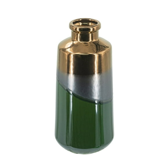 A&B Home Bronze and Green Decorative Ceramic Vase 5.5" x 5.5" x 11.8"