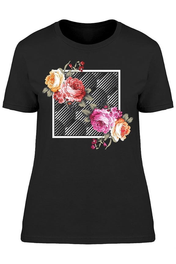 Detailed Flower Patterned Square T-Shirt Women -Image by Shutterstock, Female Medium
