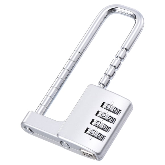 Unique Bargains Cabinet Password Padlock Adjustable Long Shackle Lock 4 Digit Combination Lock Gym Locker Lock, Silver