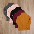 thumbnail image 4 of Douhoow Toddler Girl Ribbed Turtleneck Sweater Fall Solid Long Sleeve Slim Pullover 1-6Y, 4 of 7