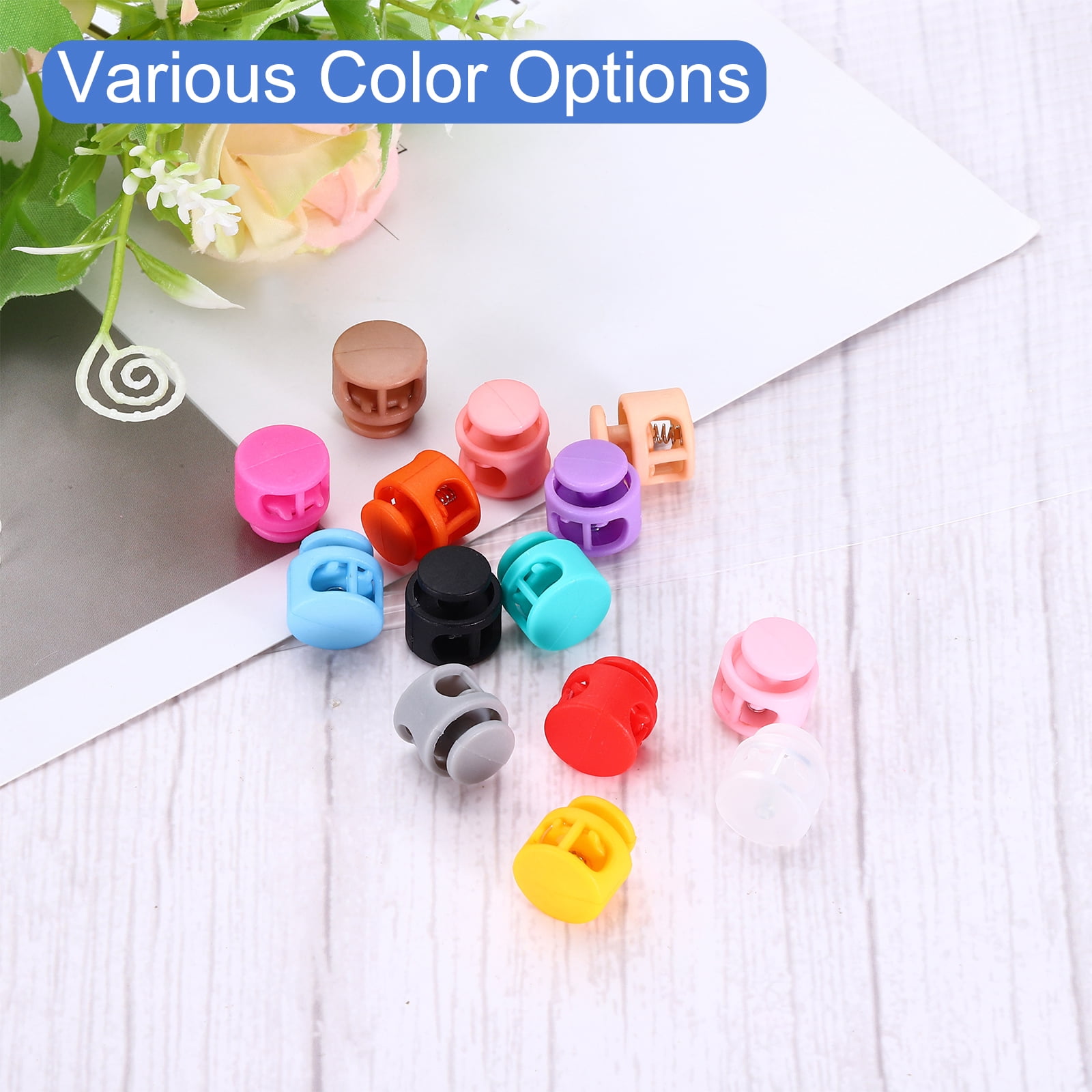 Unique Bargains Assorted Plastic Spring Cord Lock Double-Hole Slider Transparent