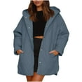 thumbnail image 2 of Fartey Womens Oversized Quilted Jackets Loose Casual Hooded Coat Button Down Padded Coats Winter Solid Color Long Sleeve Warm Outwear with Pockets, 2 of 5