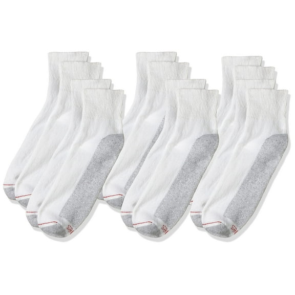 Hanes Men's 6-Pack Cushion Crew Socks (12-14 / Shoe: 13-15), 3 PK 18 Pairs