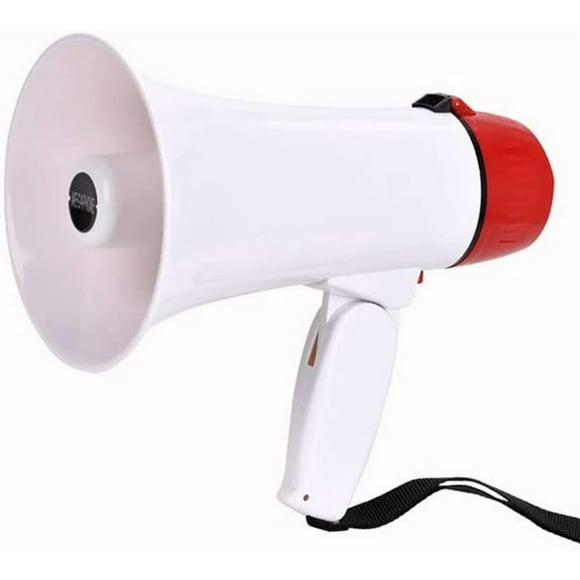 15W Portable Bullhorn with Siren & Control Panel - Loud Megaphone for Outdoors, Police, Cheerleading, Teachers, Sports Events & Emergency