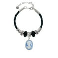 thumbnail image 2 of Delight Jewelry Silvertone Small Blue Oval Cameo Big Sister Celtic Knot Leather Bead Bracelet, 7"+2" Extender, 2 of 4