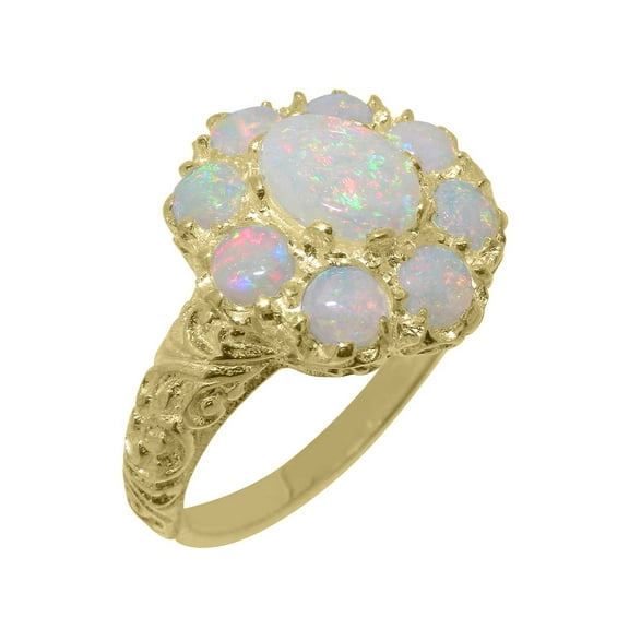 LBG British Made 10k Yellow Gold Natural Opal Womens Statement Ring - 33 size options - Size 10