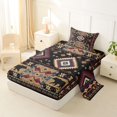 thumbnail image 2 of Manfei Cartoon Bear Twin Sheets,Ethnic Pine Plaid Bedding,Brown,3pcs,1 Fitted Sheet and 1 Pillowcase, 2 of 6