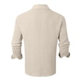thumbnail image 4 of Zylarhe Mens Summer Shirts, Casual Men's Shirts Loose Fit Pleated Long Sleeve Shirt Button down Pajama Beige XL, 4 of 5