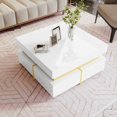 thumbnail image 1 of Coffee Table, High-Gloss Living Room Table, Side Table with Drawers and Gold Accents, 1 of 8