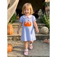 thumbnail image 6 of RUINIXCW Toddler Baby Girl Halloween Dress Outfit Cute Infant Baby Girls Summer Fall Pumpkin Dress Pumpkin Bow Embroidery Puff Short Sleeve Doll Collar A Line Plaid Dress, 6 of 9