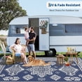 thumbnail image 6 of Haperlare 8'x10' Boho Outdoor Rug Plastic Reversible Outdoor Carpet, Waterproof Straw Patio Rug RV Camping Mat with Storage Bag for Deck Porch Beach Backyard, Dark Blue, 6 of 6