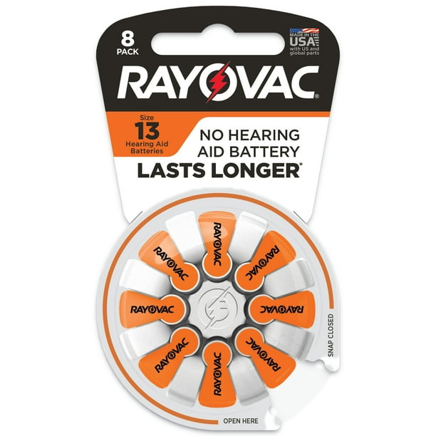 Rayovac Size 13 Hearing Aid Batteries (8 Pack), Size 13 Batteries