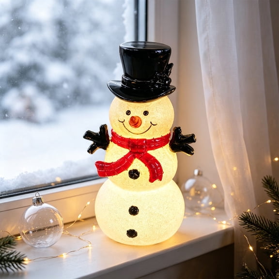 Neoargh Snowman Christmas LED Light, Christmas Resin Snowman Decorations for Indoor Holiday Tabletop Decorations Gifts