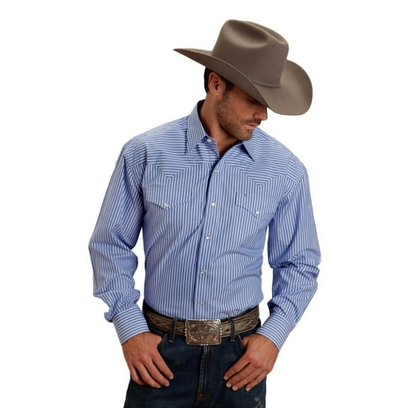 Stetson Men's Striped Long Sleeve Snap Western Shirt - 11-001-0476-0802 BU