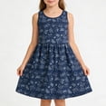 thumbnail image 2 of Piuwrlz Girls Summer Plain Dresses Girl Play Casual Dresses New Cotton Princess Skirts Navy Size 9-10Years, 2 of 7