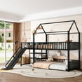 thumbnail image 3 of Twin Size Bunk Bed Frame with Storage Stairs and Slide, Metal House Shape Bunk Bed wirh Safety Guard Rails for Bedroom, Apartment, Guest Room, Easy Assembly, Mattress Not Included, Black, 3 of 9