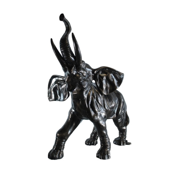 Majestic Aluminum Elephant Statue with Raised Trunk 33" x 25" x 44"H