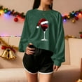 thumbnail image 3 of Women’s Cute Christmas Tree Crop Sweatshirt Long Sleeve Xmas Graphic Pullover Holiday Family Matching Top Funny Santa Lantern Sleeve Tee,Green,M, 3 of 5