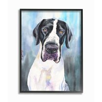 Stupell Industries Great Dane Dog Pet Animal Blue Watercolor Painting Framed Giclee Texturized Art by George Dyachenko