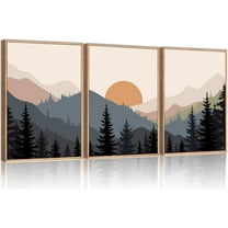 Boho Wall Art Mid Century Modern Decor Canvas Prints Framed Black and White Grey Canvas Prints Minimalist Wall Art Geometric Line Leaf Canvas Artwork Paintings for Home Decor Unframed