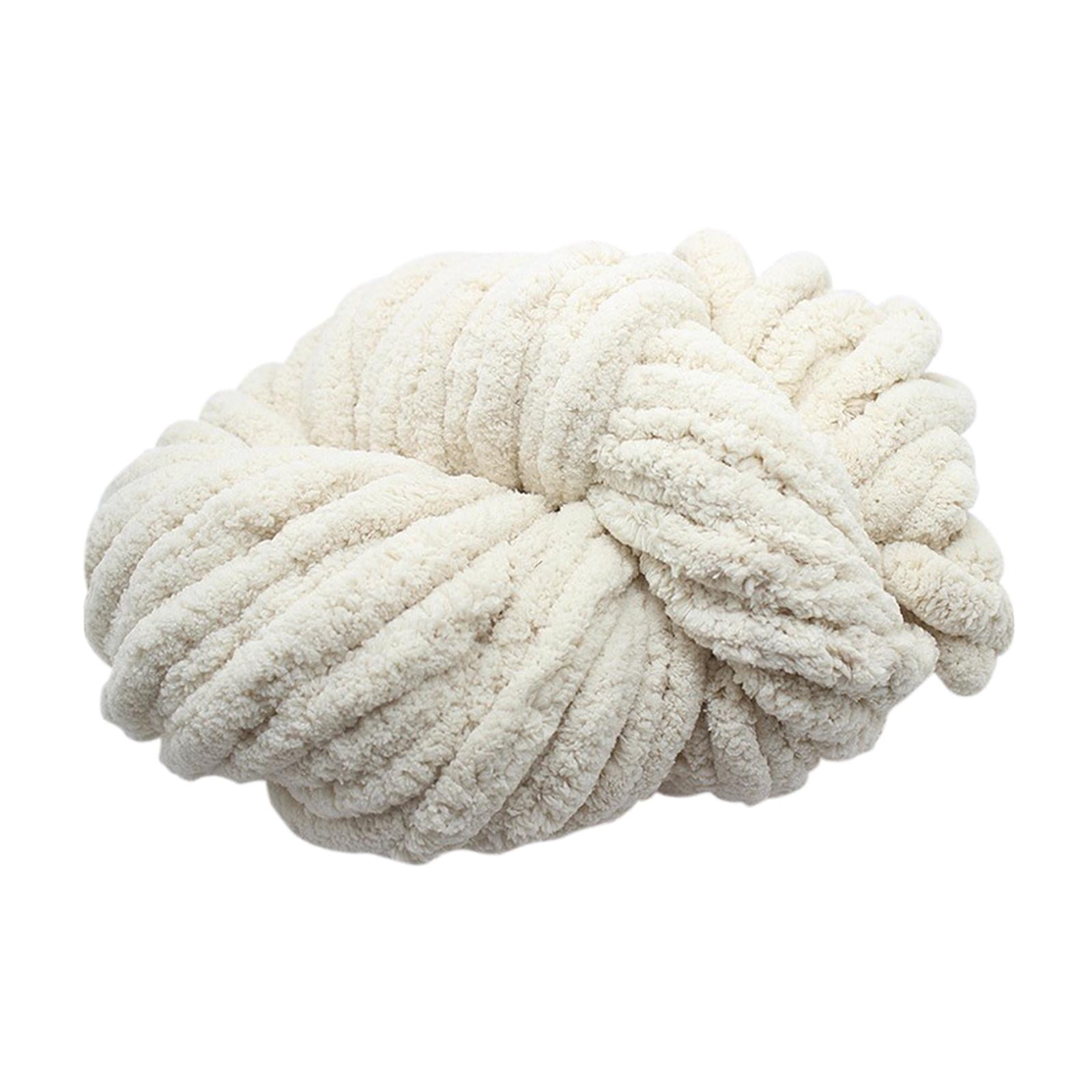 Tachiuwa Chunky Chenille Yarn for Crocheting, Bulky Thick Yarn for Knitting,Super Bulky Chunky Yarn for Hand Knitting Blanket Beige
