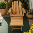 thumbnail image 2 of Pre-Assembled Outdoor Wooden Folding Adirondack Chair w/ Retractable Ottoman – Heavy Duty Solid Wood Patio Chair for Garden, Backyard, Pool & Firepit (350 lb Capacity), 2 of 11