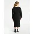 thumbnail image 2 of Terra & Sky Women’s Plus Ribbed Knit Midi Dress with Long Sleeves, Sizes 0X-4X, 2 of 4