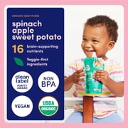(12 pack) Cerebelly Organic Stage 2 Spinach Apple Sweet Potato Baby Food, 4 oz Puree
